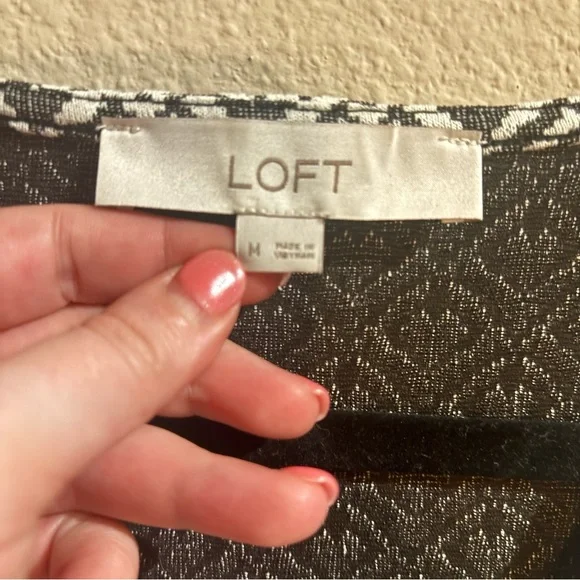 🤍 LOFT Jacquard Button Front Flounce Swing Dress – Medium - Picture 7 of 9